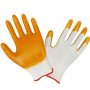 PVC平板手套 PVC牛筋手套 橙色