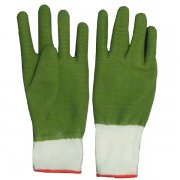 13针尼龙乳胶细纹手套 绿色全浸胶波浪纹手套